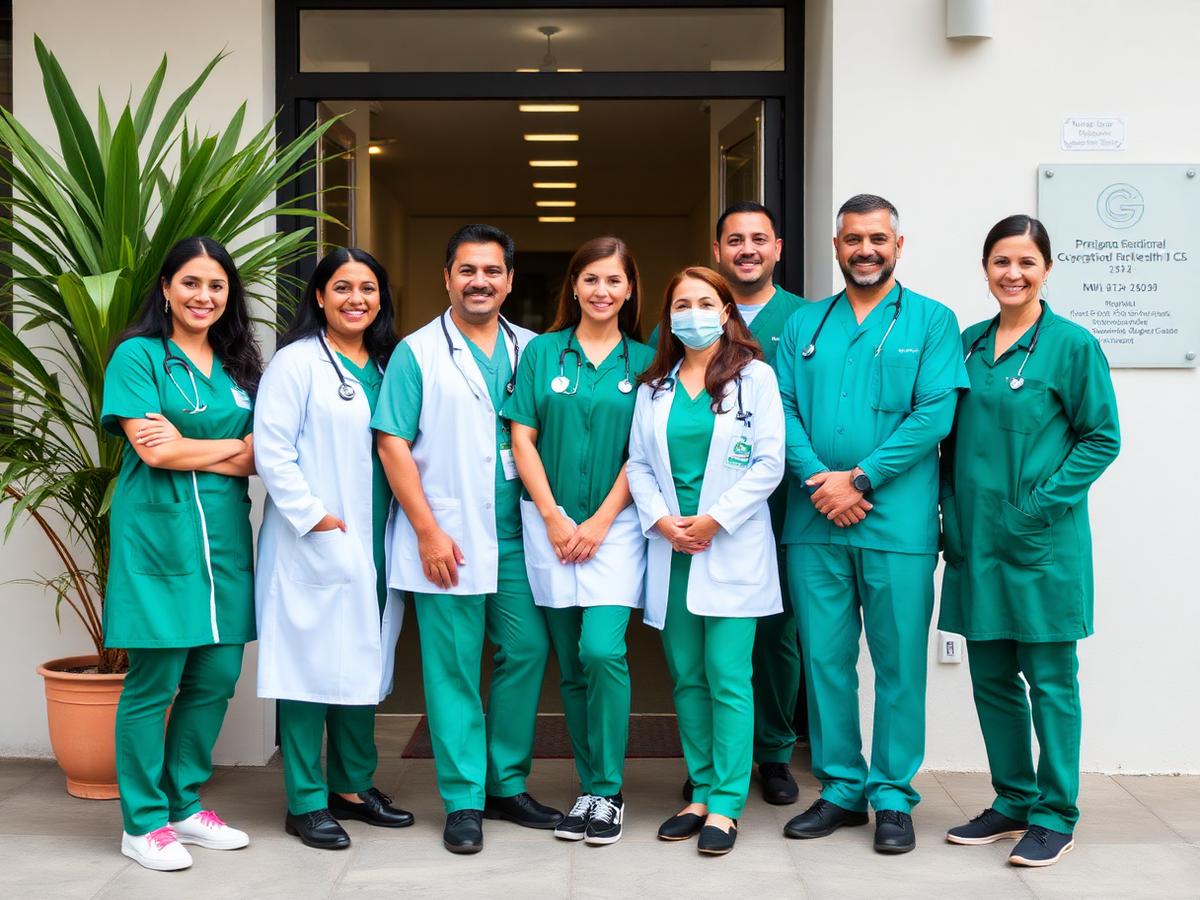 Equipe da Greencross reunida em frente à unidade de atendimento